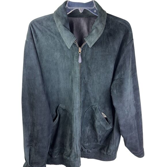 Missani Le Collezioni Jacket Mens Large Black Reversible Leather Suede Bomber - Picture 3 of 9